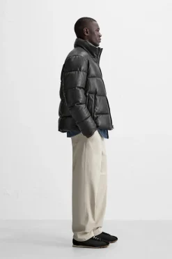 New CAZADORA ACOLCHADA EFECTO PIEL Hombre Plumíferos