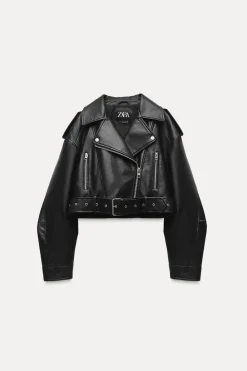 Fashion CAZADORA BIKER CROP EFECTO PIEL Mujer Chaquetas / Cazadoras