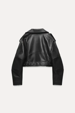 Fashion CAZADORA BIKER CROP EFECTO PIEL Mujer Chaquetas / Cazadoras