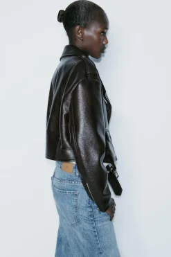 Sale CAZADORA BIKER EFECTO PIEL Mujer Chaquetas / Cazadoras