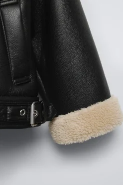 Niños ZARA 1½ - 6 Años·Abrigos|1½ - 6 Años·Abrigos<CAZADORA BIKER EFECTO PIEL BORREGUILLO