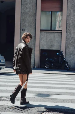 Hot CAZADORA BIKER OVERSIZE EFECTO PIEL LAVADA Mujer Chaquetas / Cazadoras