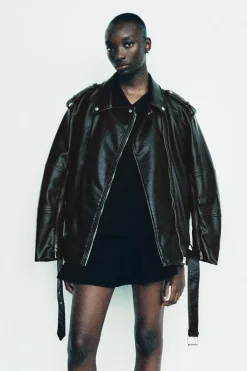 Best CAZADORA BIKER OVERSIZE EFECTO PIEL Mujer Chaquetas / Cazadoras