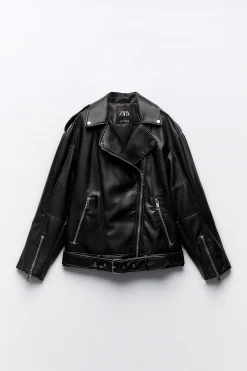 Best CAZADORA BIKER OVERSIZE EFECTO PIEL Mujer Chaquetas / Cazadoras