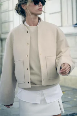 Discount CAZADORA BOMBER CORTA BOLSILLOS PLASTRÓN Mujer Chaquetas / Cazadoras