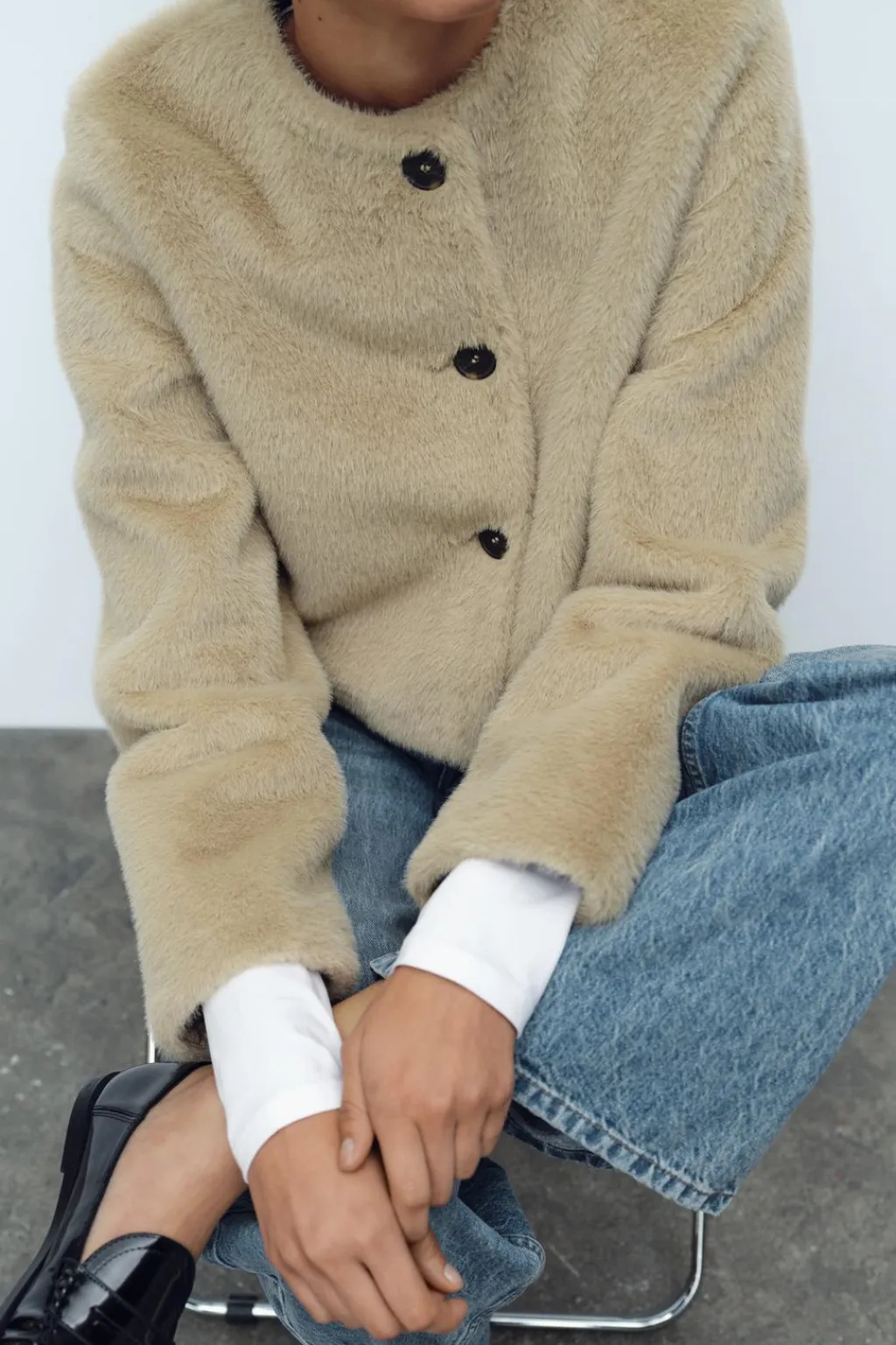 New CAZADORA CORTA EFECTO PELO Mujer Chaquetas / Cazadoras