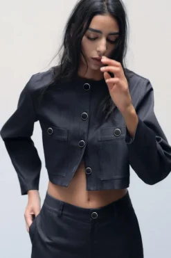 Clearance CAZADORA CROP BOTONES Mujer Chaquetas / Cazadoras