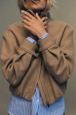 Discount CAZADORA CUELLO SUBIDO CON LANA Mujer Chaquetas / Cazadoras