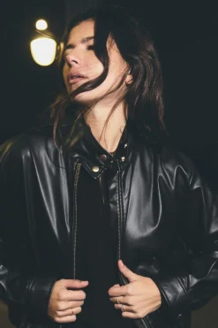 Hot CAZADORA CUELLO SUBIDO EFECTO PIEL Mujer Chaquetas / Cazadoras