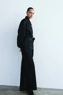 New CAZADORA DENIM TRF CINTURÓN Mujer Chaquetas / Cazadoras