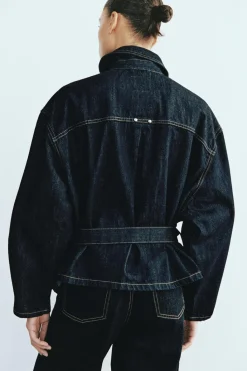 New CAZADORA DENIM TRF CINTURÓN Mujer Chaquetas / Cazadoras