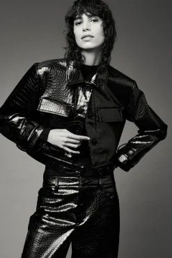 Outlet CAZADORA EFECTO PIEL Mujer Chaquetas / Cazadoras