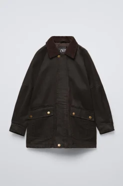 Niños ZARA 6 - 14 Años·Abrigos|6 - 14 Años·Abrigos<CAZADORA ENCERADA CAPUCHA DESMONTABLE