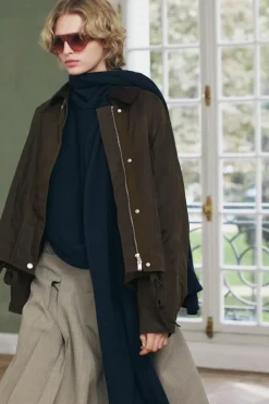 Clearance CAZADORA ENCERADA CUELLO PANA ZW COLLECTION Mujer Chaquetas / Cazadoras