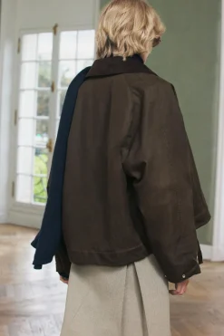 Clearance CAZADORA ENCERADA CUELLO PANA ZW COLLECTION Mujer Chaquetas / Cazadoras