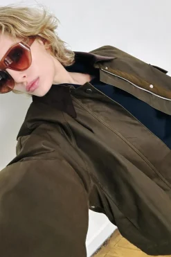 Clearance CAZADORA ENCERADA CUELLO PANA ZW COLLECTION Mujer Chaquetas / Cazadoras