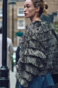 Clearance CAZADORA FLECOS HILO METALIZADO Mujer Chaquetas / Cazadoras