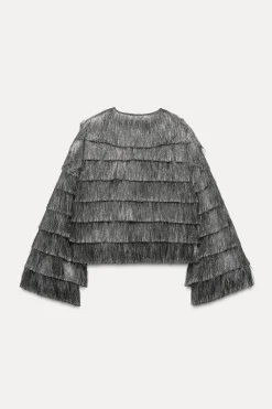 Clearance CAZADORA FLECOS HILO METALIZADO Mujer Chaquetas / Cazadoras