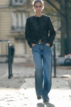 Hot CAZADORA FLECOS LENTEJUELAS Mujer Chaquetas / Cazadoras