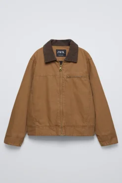 Niños ZARA 6 - 14 Años·Abrigos<CAZADORA LAVADA CUELLO PANA