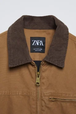 Niños ZARA 6 - 14 Años·Abrigos<CAZADORA LAVADA CUELLO PANA