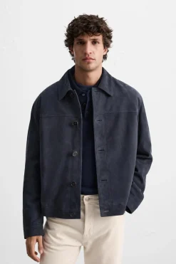 New CAZADORA PIEL ANTE Hombre Piel