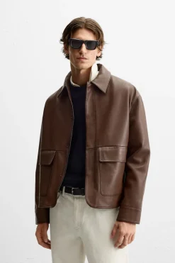 Hot CAZADORA PIEL BOLSILLOS Hombre Piel