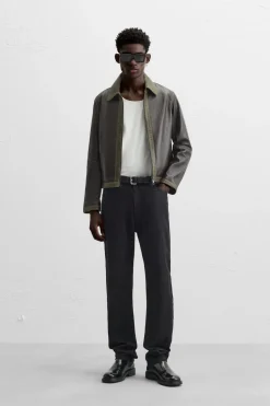 Sale CAZADORA PIEL CONTRASTE Hombre Piel