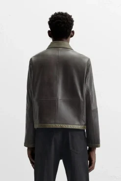 Sale CAZADORA PIEL CONTRASTE Hombre Piel