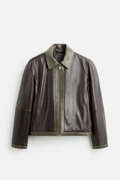 Sale CAZADORA PIEL CONTRASTE Hombre Piel