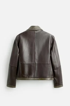 Sale CAZADORA PIEL CONTRASTE Hombre Piel