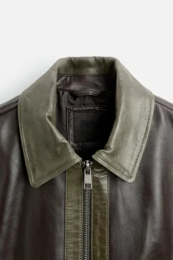 Sale CAZADORA PIEL CONTRASTE Hombre Piel