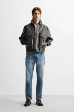 Online CAZADORA PIEL EFECTO BRILLO Hombre Piel