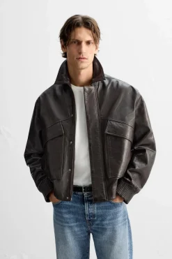 Online CAZADORA PIEL EFECTO BRILLO Hombre Piel