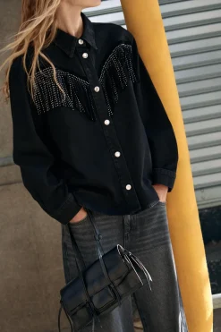 Fashion CAZADORA Z1975 DENIM FLECOS TACHAS Mujer Chaquetas / Cazadoras