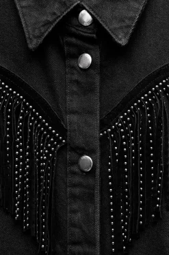 Fashion CAZADORA Z1975 DENIM FLECOS TACHAS Mujer Chaquetas / Cazadoras