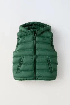 Niños ZARA 6 - 14 Años·Abrigos|6 - 14 Años·Abrigos<CHALECO ACOLCHADO CAPUCHA WATER REPELLENT