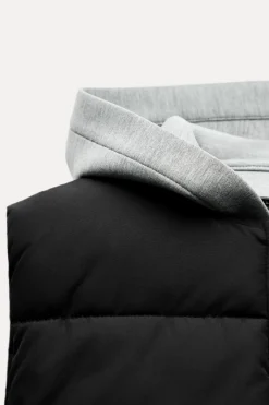 Discount CHALECO ACOLCHADO COMBINADO CAPUCHA Mujer Abrigos / Anoraks