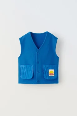 Niños ZARA 1½ - 6 Años·Abrigos<CHALECO BOLSILLOS COMBINADOS ETIQUETA