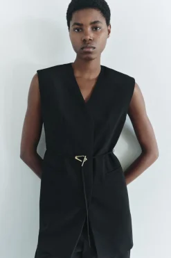 Fashion CHALECO CINTURÓN ABERTURAS ZW COLLECTION Mujer Blazers / Chalecos