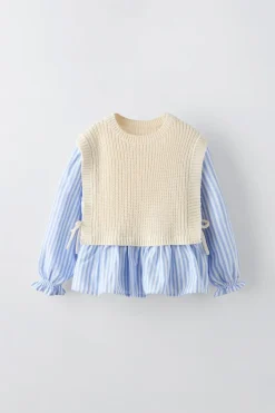 Niños ZARA 1½ - 6 Años·Punto|6 - 18 Meses·Punto<CHALECO COMBINADO CAMISA RAYAS