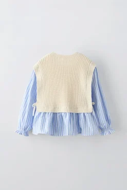 Niños ZARA 1½ - 6 Años·Punto|6 - 18 Meses·Punto<CHALECO COMBINADO CAMISA RAYAS