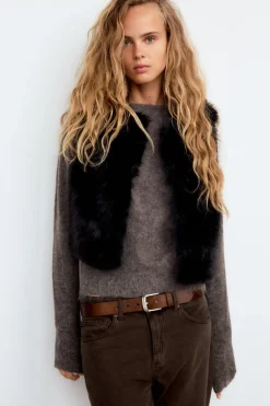 Outlet CHALECO CORTO EFECTO PELO Mujer Chaquetas / Cazadoras