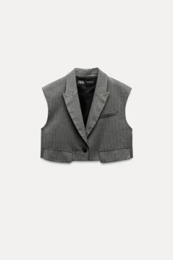 Sale CHALECO CORTO TAPETAS RAYA DIPLOMÁTICA Mujer Blazers / Chalecos