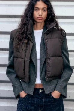 Discount CHALECO CROP ACOLCHADO ENGOMADO Mujer Abrigos / Anoraks