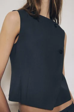 New CHALECO CRUZADO BOTONES ZW COLLECTION Mujer Tops / Bodies