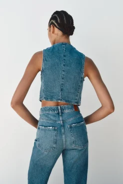 New CHALECO DENIM Z1975 Mujer Tops / Bodies