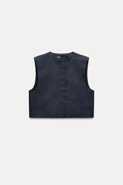 Discount CHALECO EFECTO DENIM Mujer Tops / Bodies