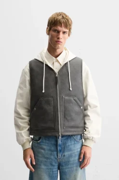 Clearance CHALECO EFECTO PIEL DOBLE FAZ Hombre Chalecos