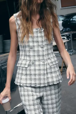 Hot CHALECO ESTRUCTURA CUADROS Mujer Blazers / Chalecos